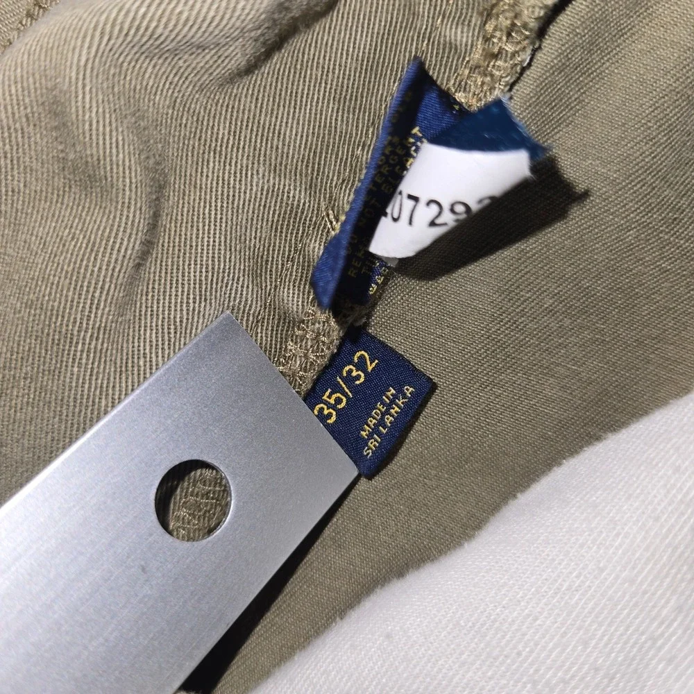 Polo Ralph Lauren Mens Chino Jeans 35/32 Olive Green Cotton Straight Leg
